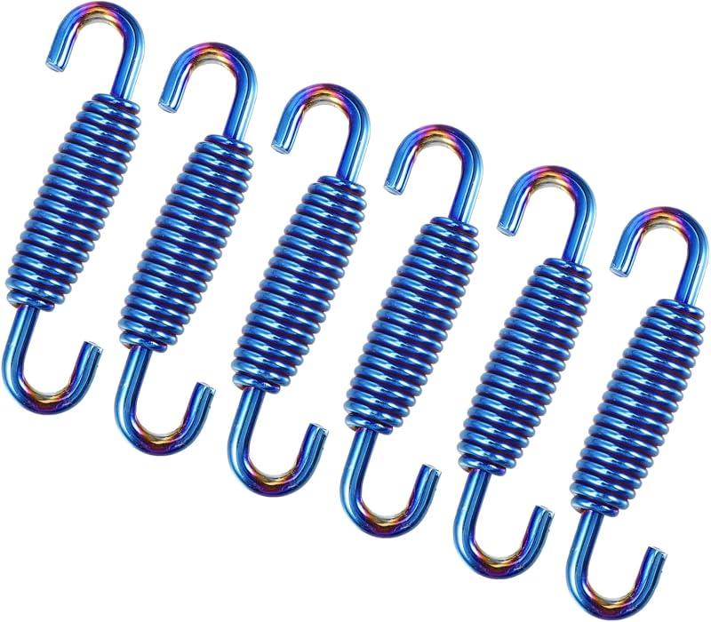 Motoforti 6 Pcs 55mm 2.17" Motorcycle Muffler Exhaust Pipe Spring Blue | Stainless Steel, Universal, Long-lasting