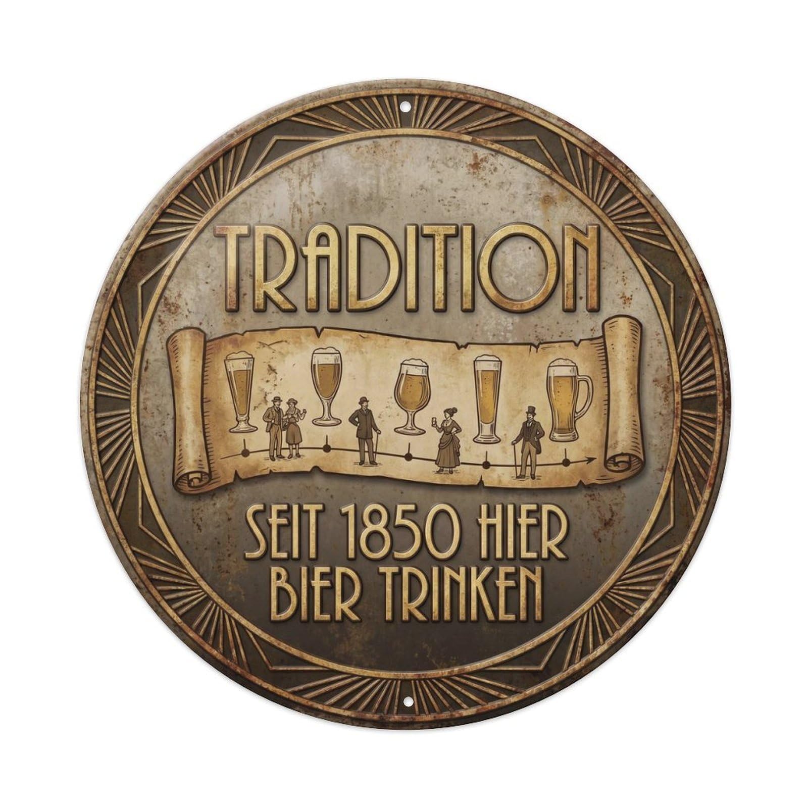 Vintage Bar Style Tradition Humorous Gathering Tradition Metal Tin Sign Plaque Wall Decor for Cafe, Club, Garden Round Metal Poster 8x8Inch