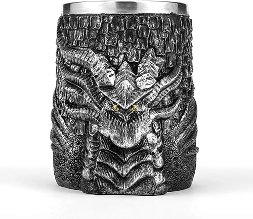 Miniatura 8 de Taza medieval de cerveza de dragón, taza de café de acero inoxidable para coleccionista de dragones, decoración de fiesta temática, taza de jarra