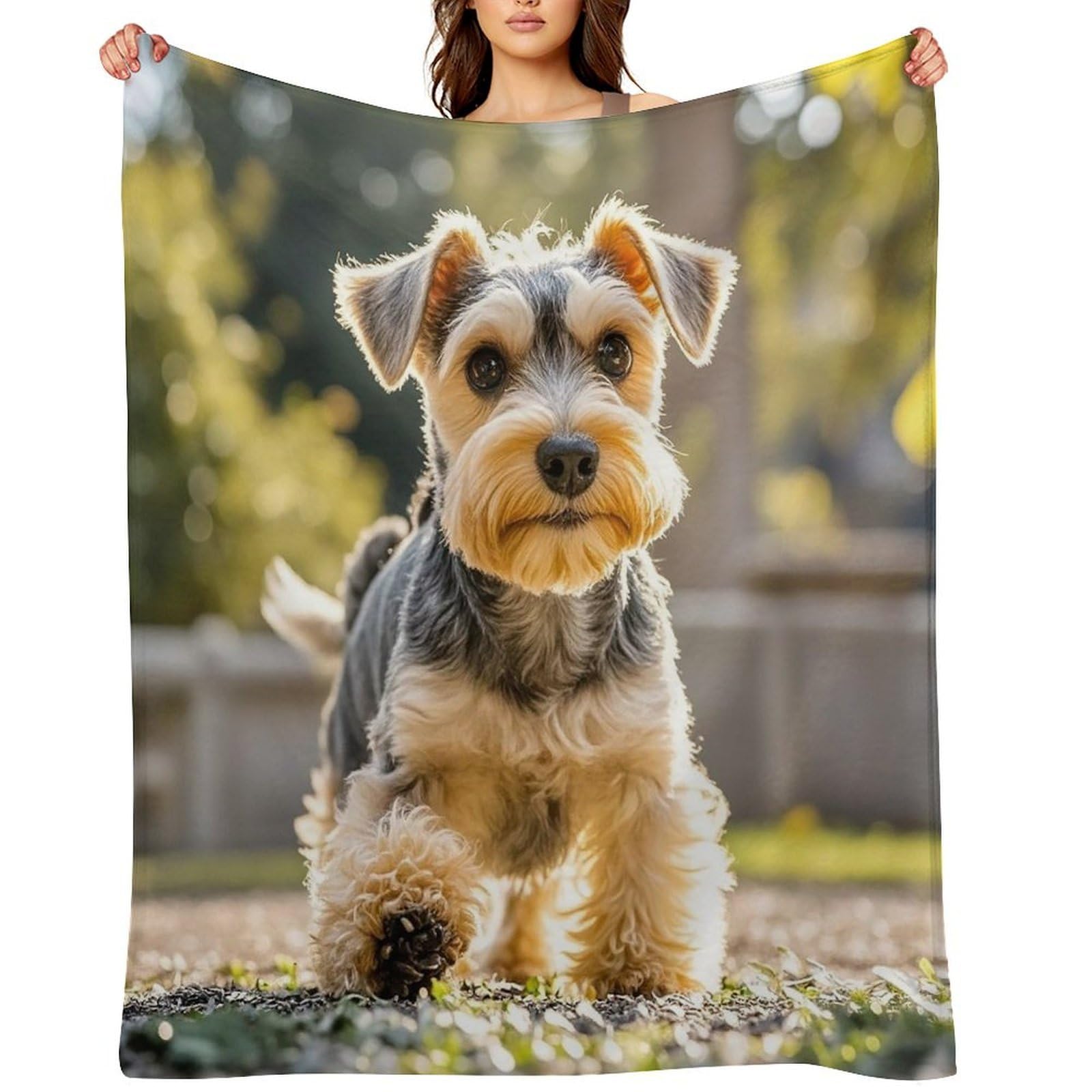 Yorkie Puppy Throw Blanket for Couch and Bed Super Soft Warm Lightweight Throw Blankets Cozy Fuzzy Flannel Blanket Personalized Decorative Blankets for Sofa Decor 50"x60"