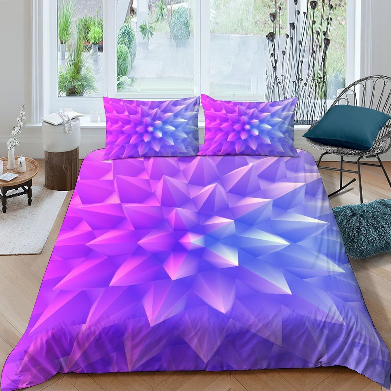 Ctjqhvkz Style-4 3D Printed Purple Flower Fitted Sheet Microfiber Soft Breathable Blue Petal Mattress Cover For Bedroom Dorm Mattress Protection Decor Single（135X200cm）