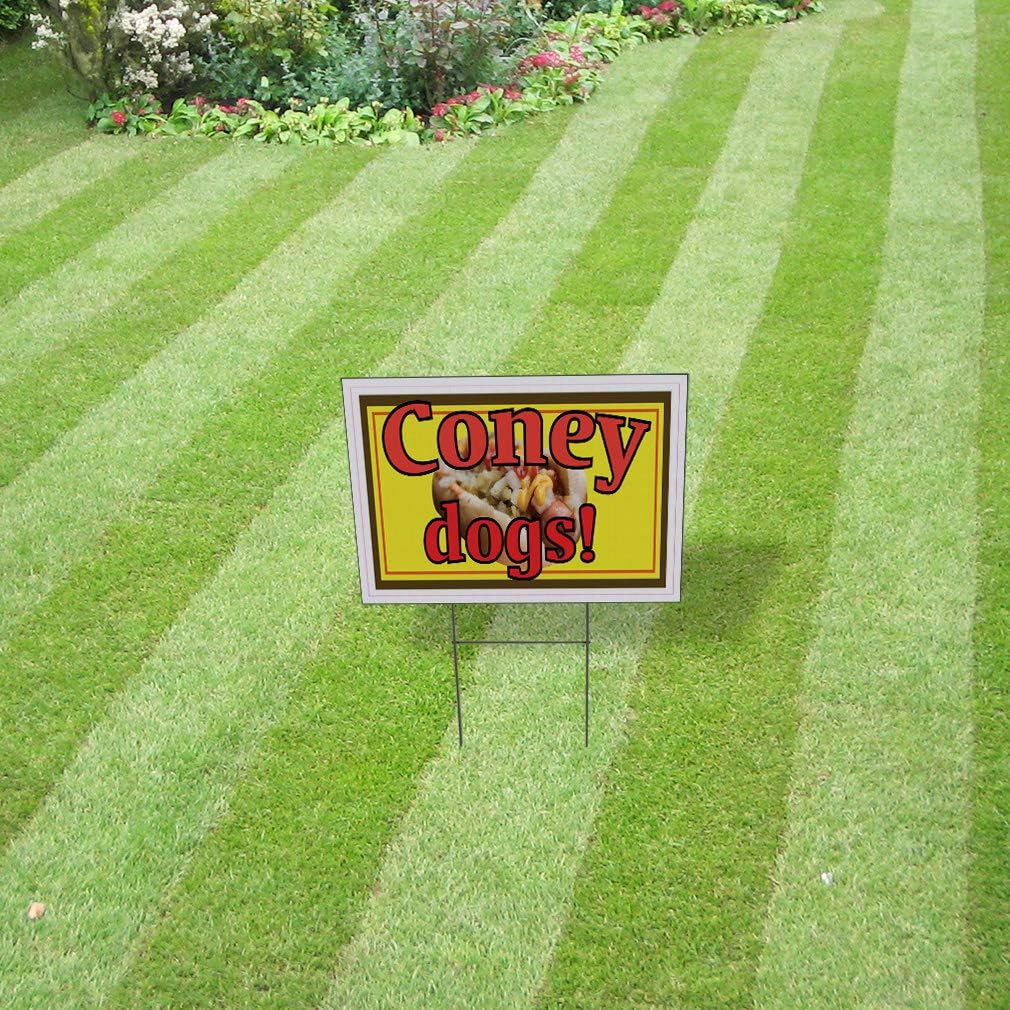 Fastasticdeals Weatherproof Yard Sign A Coney Island Hot Dog Restaurant Cafe B Brown Lawn Garden Delis 18x12 Inches 2 Sides Print