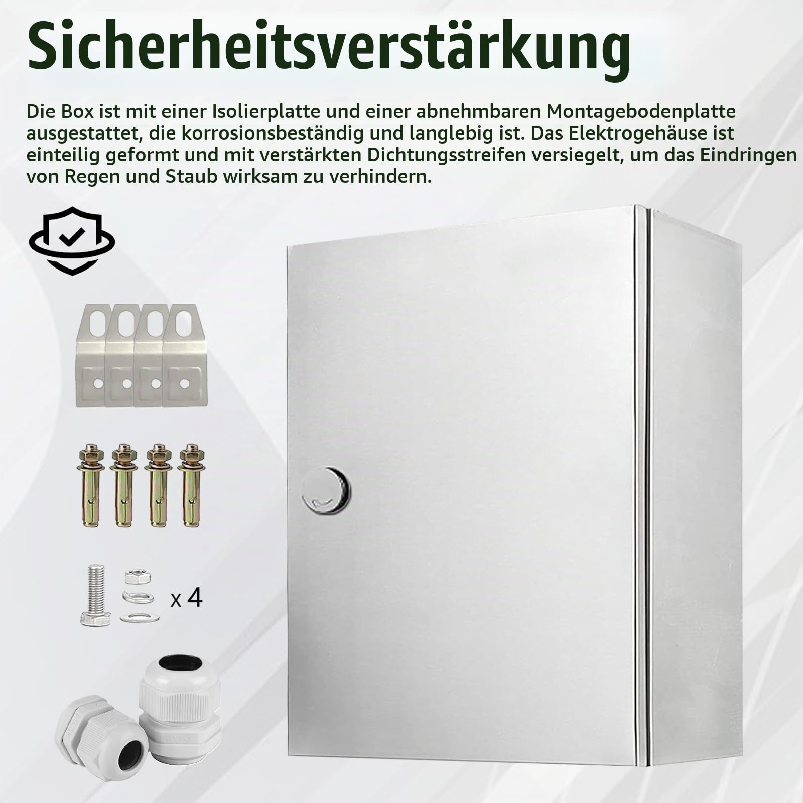 Edelstahl Schaltschrankl, Wetterfester Schaltkasten 304 Edelstahl Wandmontiert Elektroverteiler Hausanschlusskasten Metall-Anschlusskasten Isoliermontageplatte mit Schloss (40x30x16)