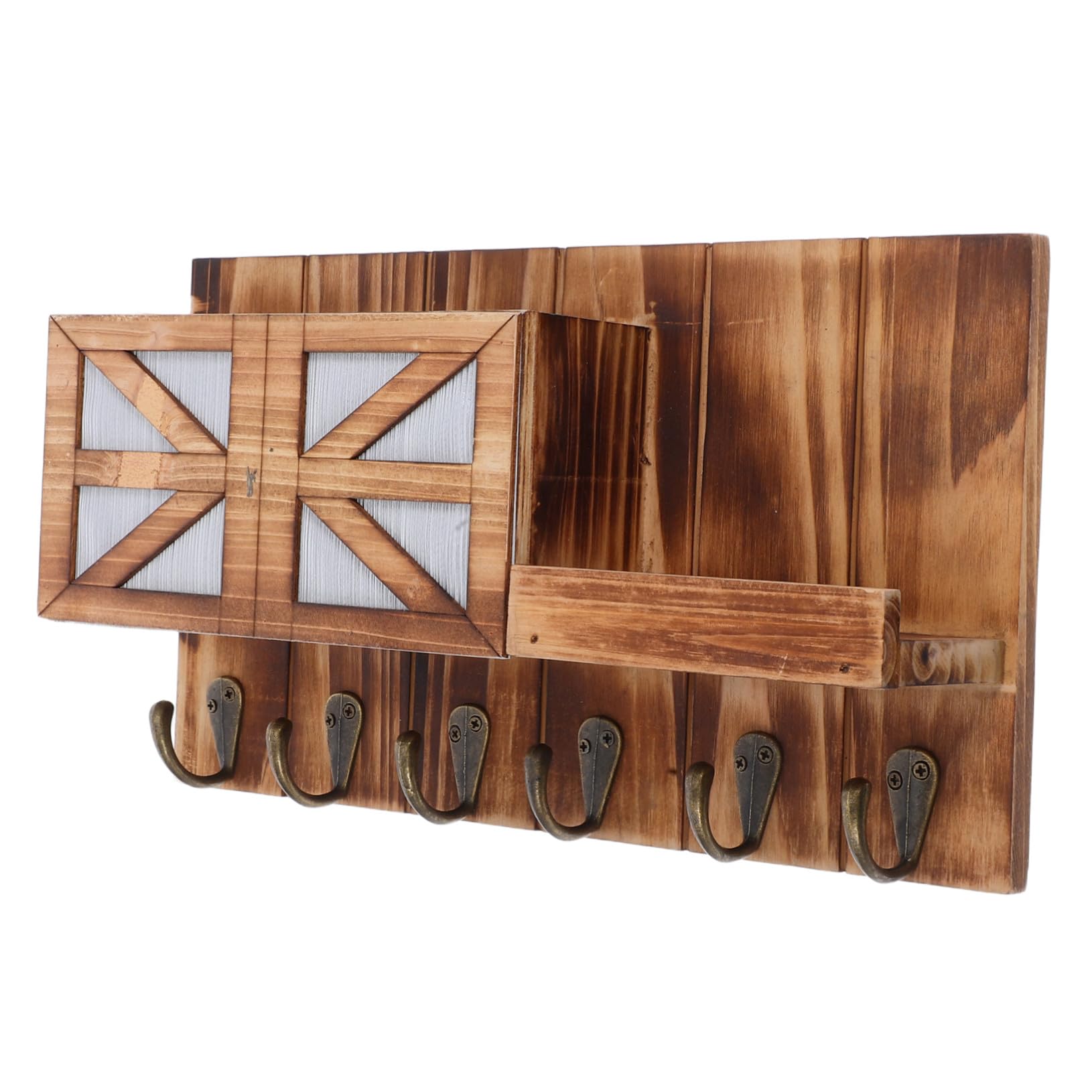 Étagère murale avec crochets et porte-clés en bois style européen pour entrée