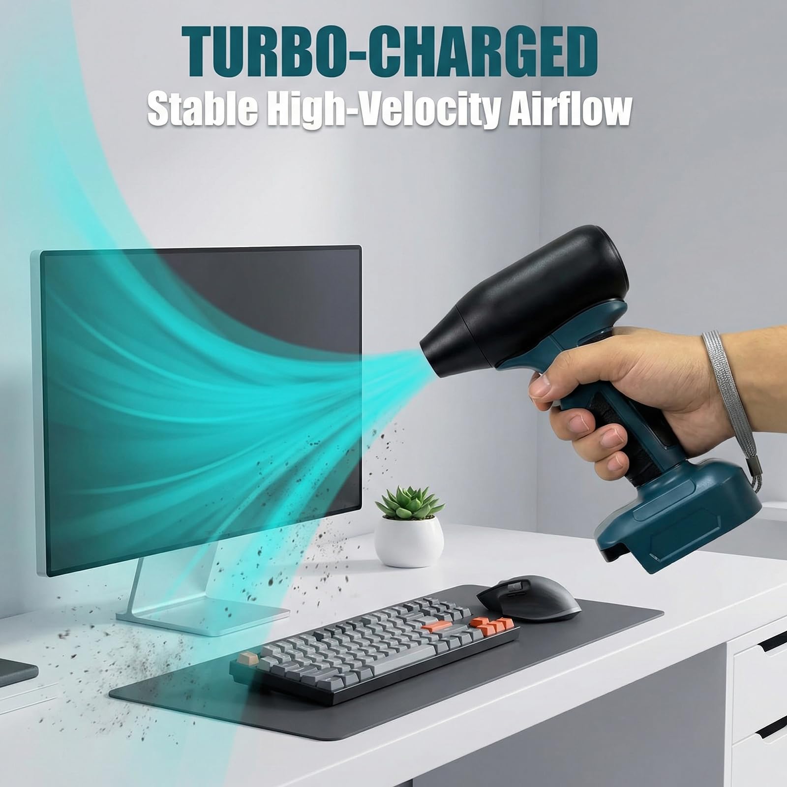 Turbo Jet dmuchawa samochodowa, dmuchawa do liści do M-a-k-i-t-a18 V, przenośna dmuchawa do kurzu, ręczna dmuchawa, regulowany strumień powietrza do śniegu i liści (bez baterii)