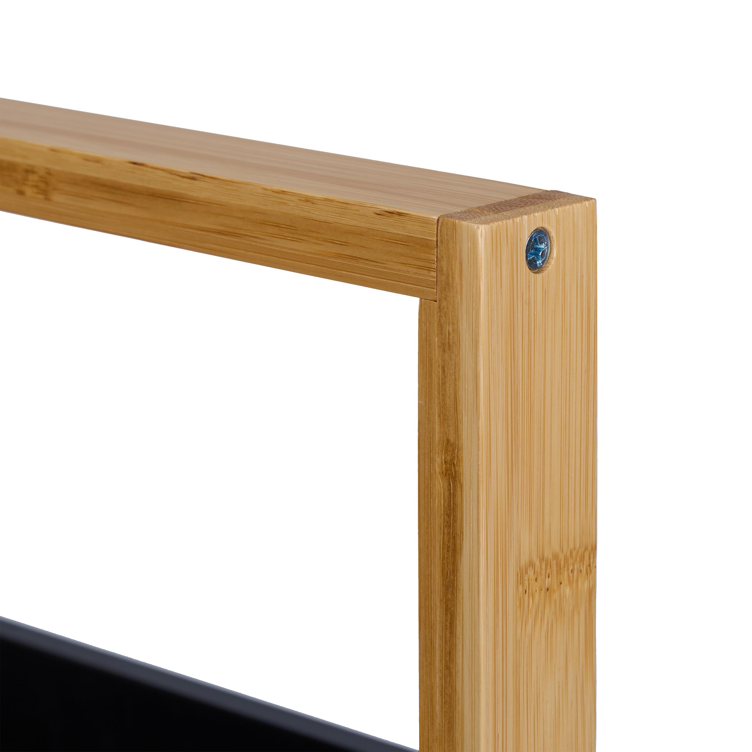 Relaxdays Estantería de Pie para Baño, 4 Baldas, Mueble WC y Cocina, Bambú y MDF, 88 x 30 x 18 cm, Natural y Negro