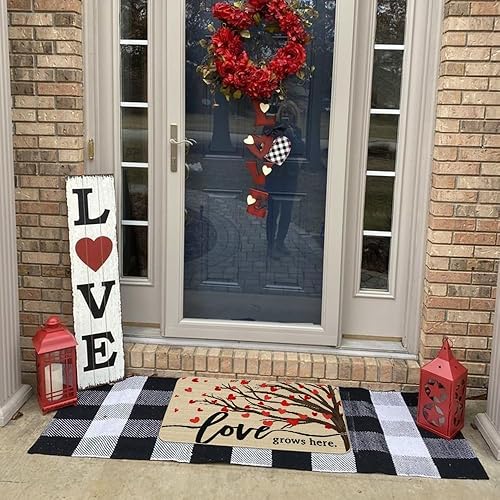 Miniatura 6 de CROWNED BEAUTY Love Grows Here - Tapete para puerta delantera, decoración del día de San Valentín, para interiores y exteriores, tapete de