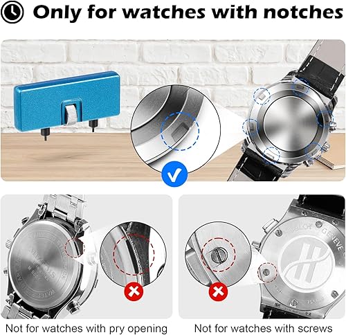 Vista 4 de Watch Battery Replacement Kit, Watch Back Remover for Rotate Open Watch Cover, Watch Opening Tool, Watch Strap Removal, Watch Case Opener with