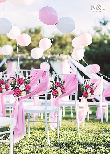 Miniatura 2 de N&T NIETING - 50 rosas artificiales con tallo, para manualidades, bodas, ramos, centros de mesa, despedida de soltera, baby shower, fiestas,