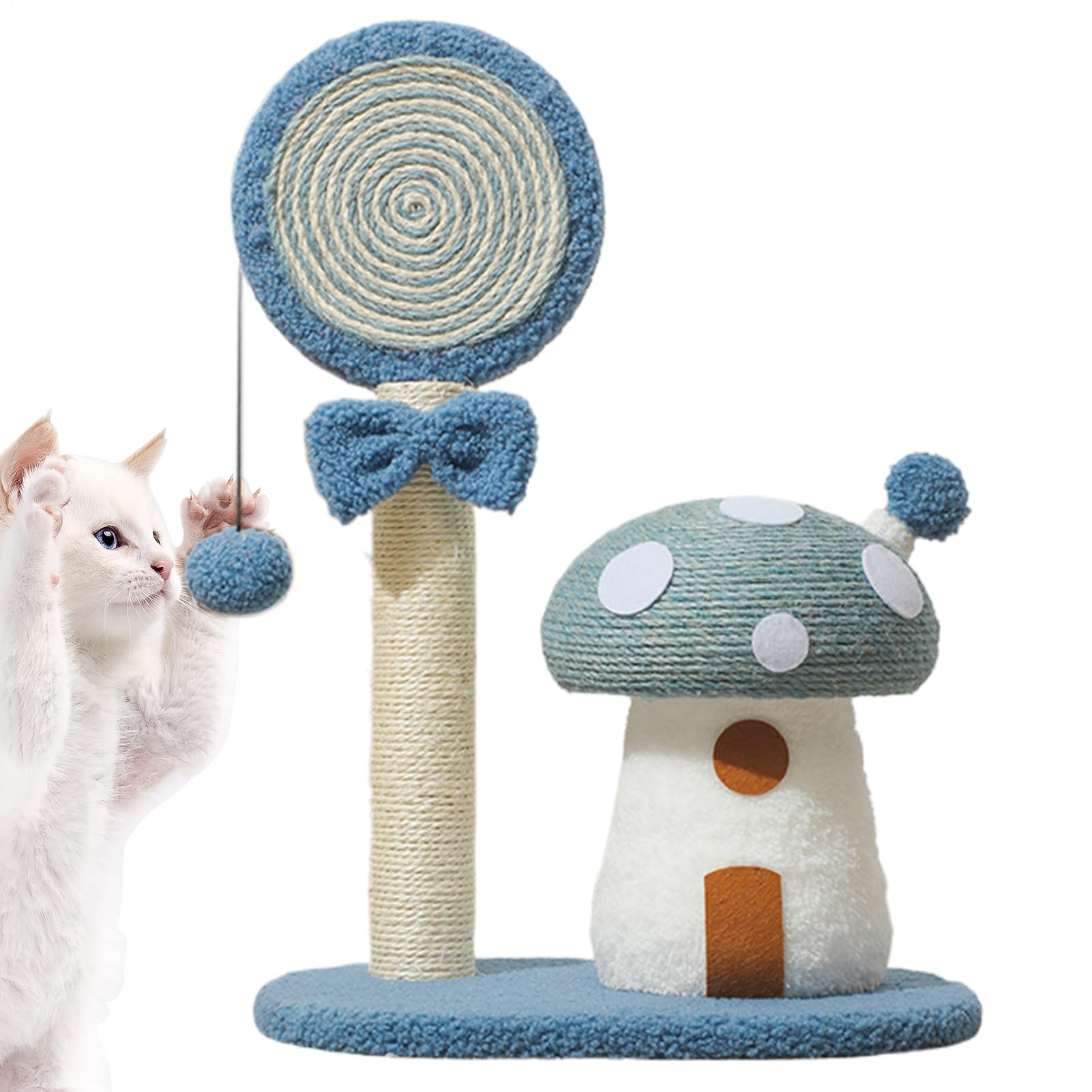 Torre Rampicante Per Gatti Tiragraffi in sisal a fungo, accogliente | Posatoio torre per gatti, interno, esterno per Casa Dormitorio Appartamento Piccoli Spazi e Area Giochi