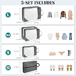 5 Set Compression Packing Cubes Travel: Luggage Organizer Bags | Suitcase Organizers Bags for Compression for Traveling Packing Organizers for Travel Essentials Accessories, Black