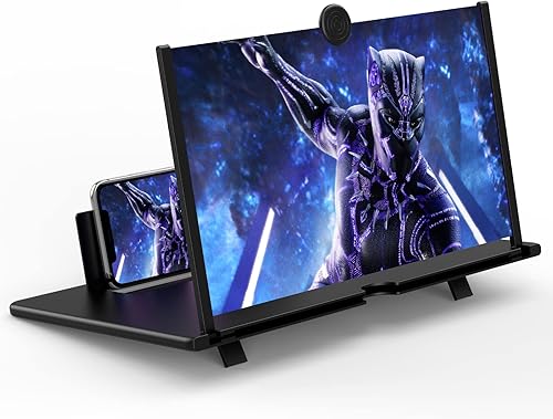 Lupa de pantalla de 18 pulgadas para teléfono celular, proyector de aumento 3D HD para películas, videos y juegos, soporte plegable para teléfono