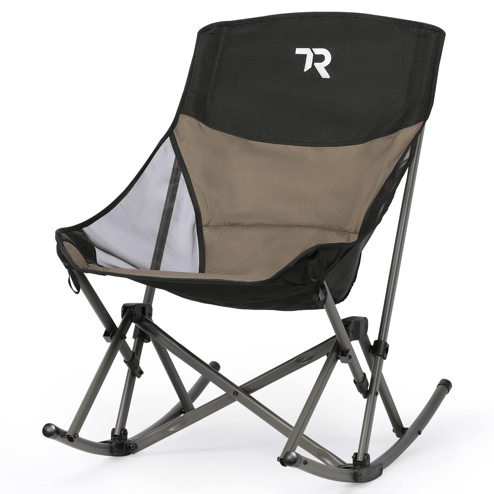 TR Rocking Camping Chair Lightweight Lawn Rocker Recliner Chairs Outdoor, Support Heavy Duty 300 LBS Capacity, Camo