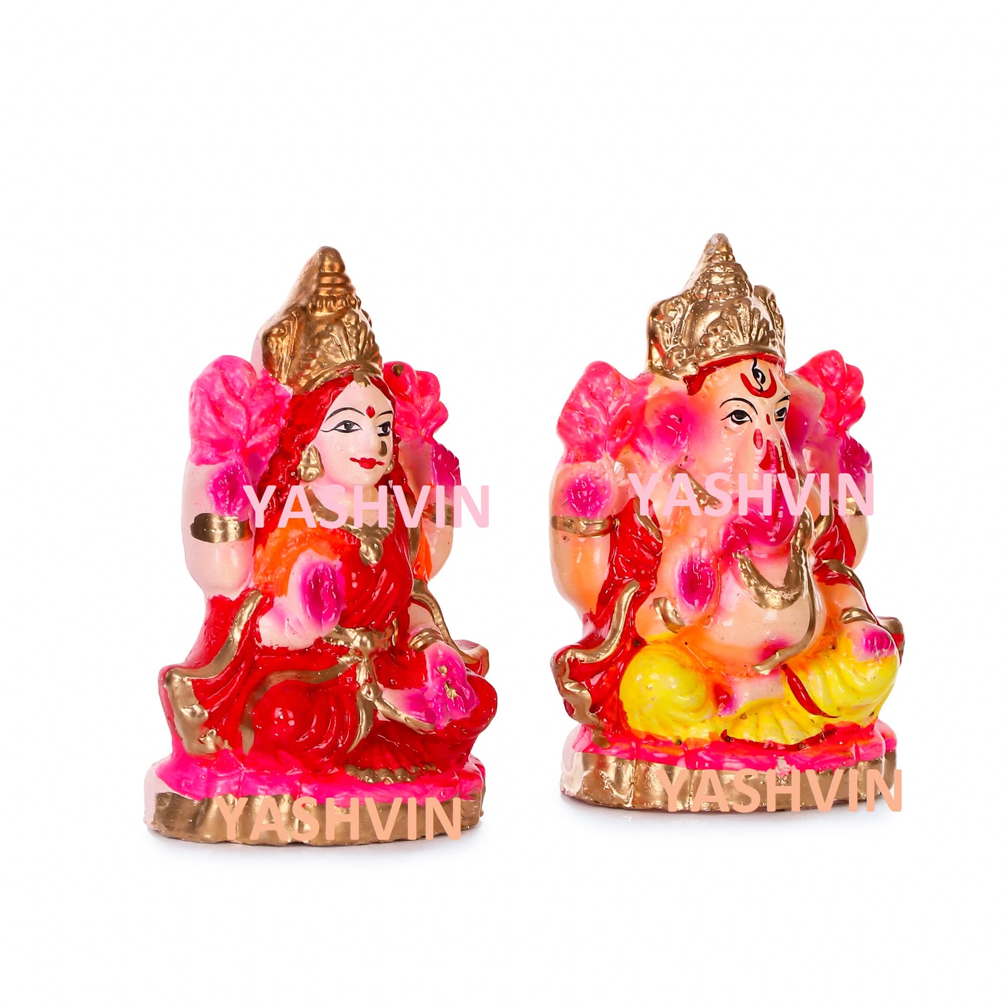 BALAJI E RETAIL® @ Beautiful Laxmi Ganesh Murti for Diwali Puja , Lakshmi Ganapati Murti for Home Office Diwali Puja Religious God, Handmade Terracotta Clay Statue, Idol of Clay Pooja Idols || CH98