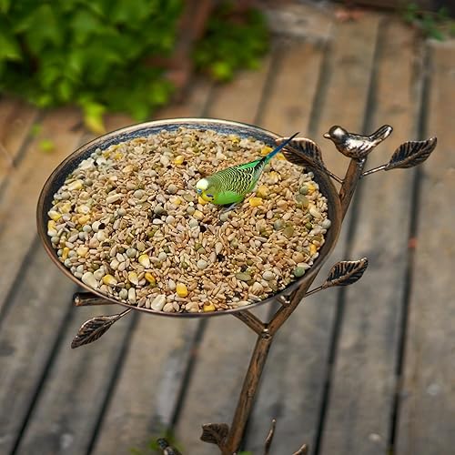 Miniatura 3 de Diam - Bañera para pájaros con pedestal de hierro fundido de 11.4 pulgadas de ancho x 31 pulgadas de alto, baños para pájaros para exteriores,