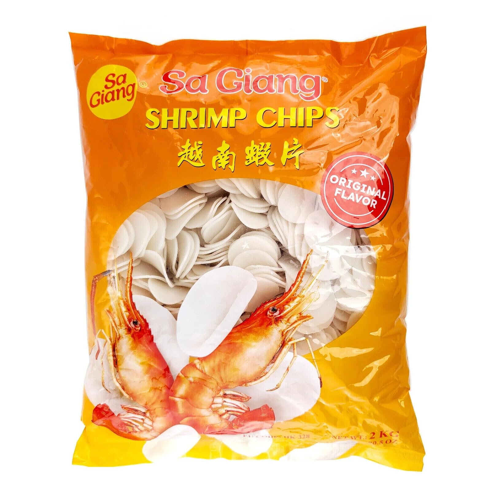Sa Giang Vietnamese Shrimp Chips - Uncooked Prawn Crackers Snacks Chinese Takeaway for Catering 2KG