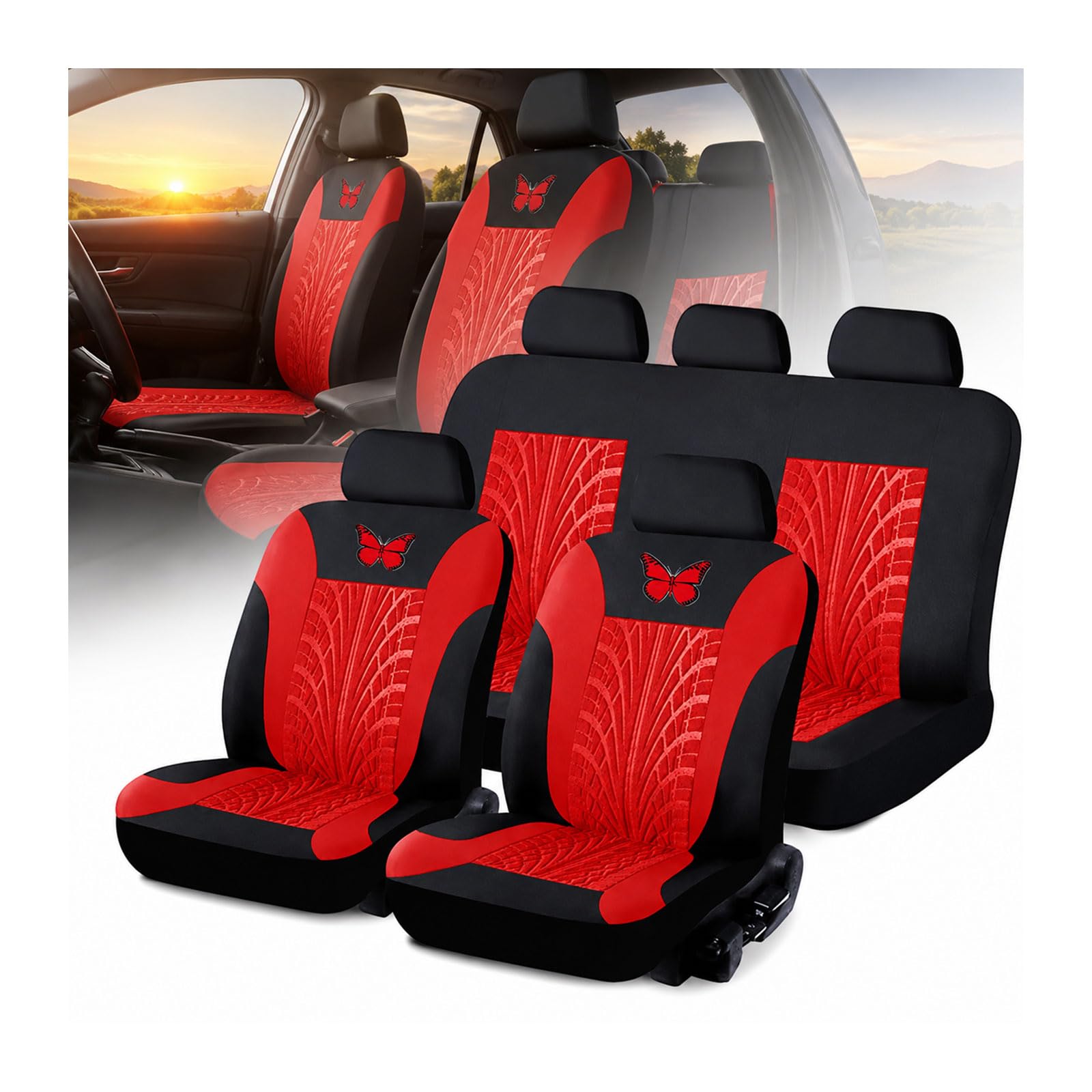 Housses de siège MG HS 2019-2025 rouge pour voyages en famille