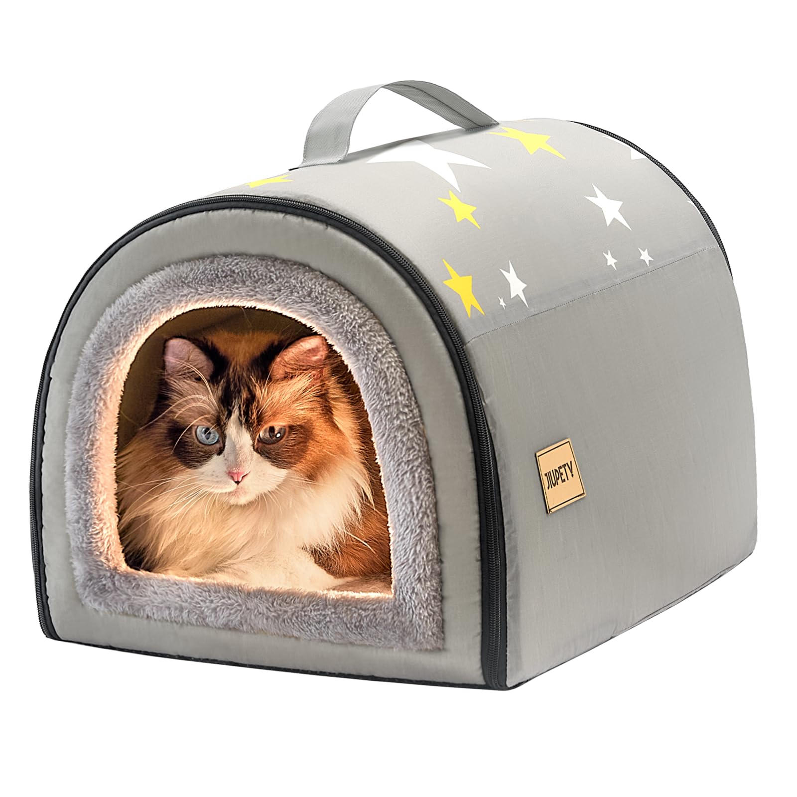 Niche pour Chien Intérieur 2 en 1 Maison pour Petit Chiens Taille M Portable Gris