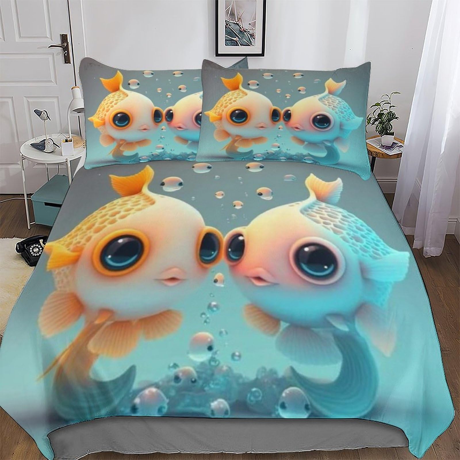 Parure de lit poisson king size pour transformer la chambre des enfants en océan de douceur