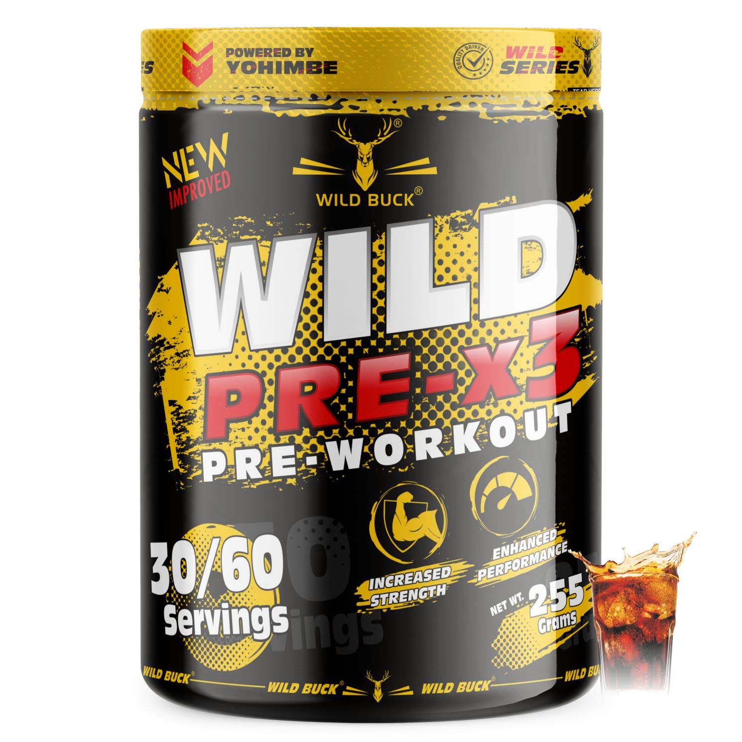 WILD BUCK Wild Pre X-3 Pre Workout Supplement for Men and Women, High Potency, Intensive Pump, Dietary Supplement [30-60 Servings, American Cola, 255 g] (B08CKWRB29) Amazon Price History, Amazon Price Tracker
