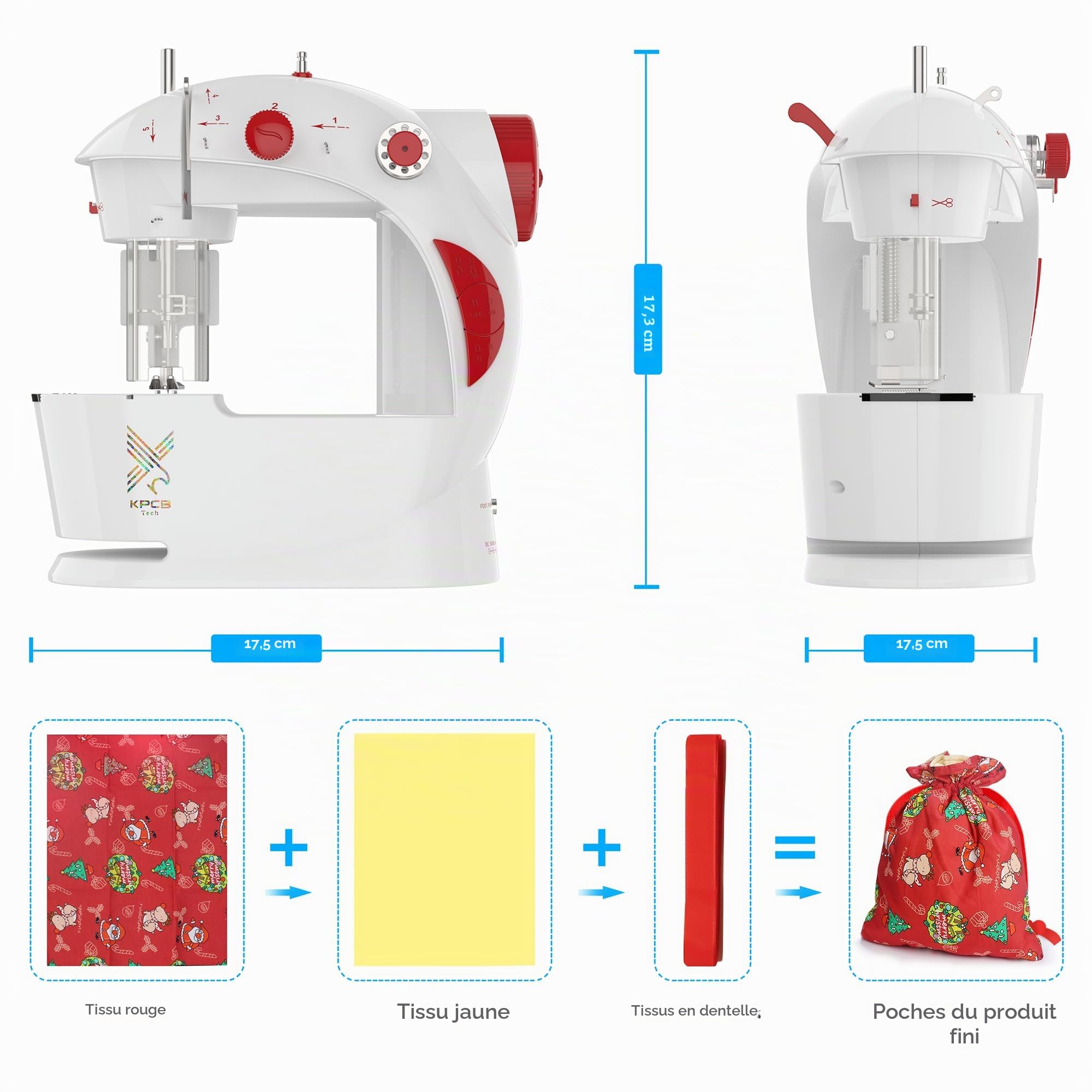 KPCB Machine a Coudre Enfant avec Projet pour Sac à Cordon Noël pour Débutant