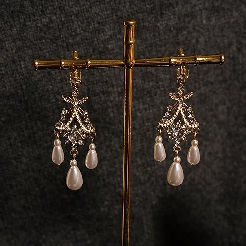 Vista 7 de Aretes colgantes negros vintage bohemios para mujer, aretes colgantes negros de moda, aretes barrocos bohemios, aretes de araña de lágrima y borla