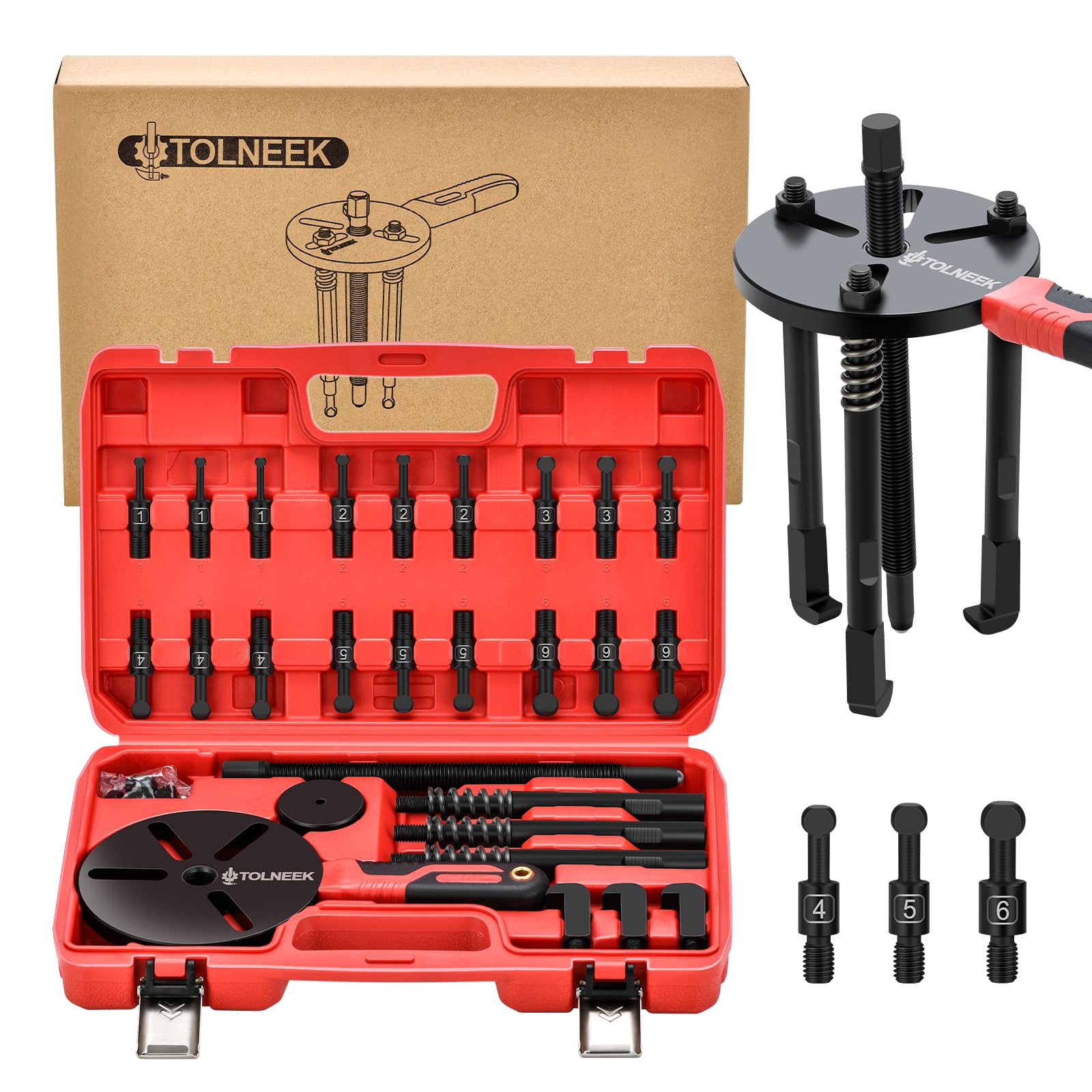 Kit de extractor de rodamientos 33 en 1, herramienta de extracción de rodamientos de rueda resistente mejorada y juego de extractor de agujeros ciegos con mango antideslizante para uso