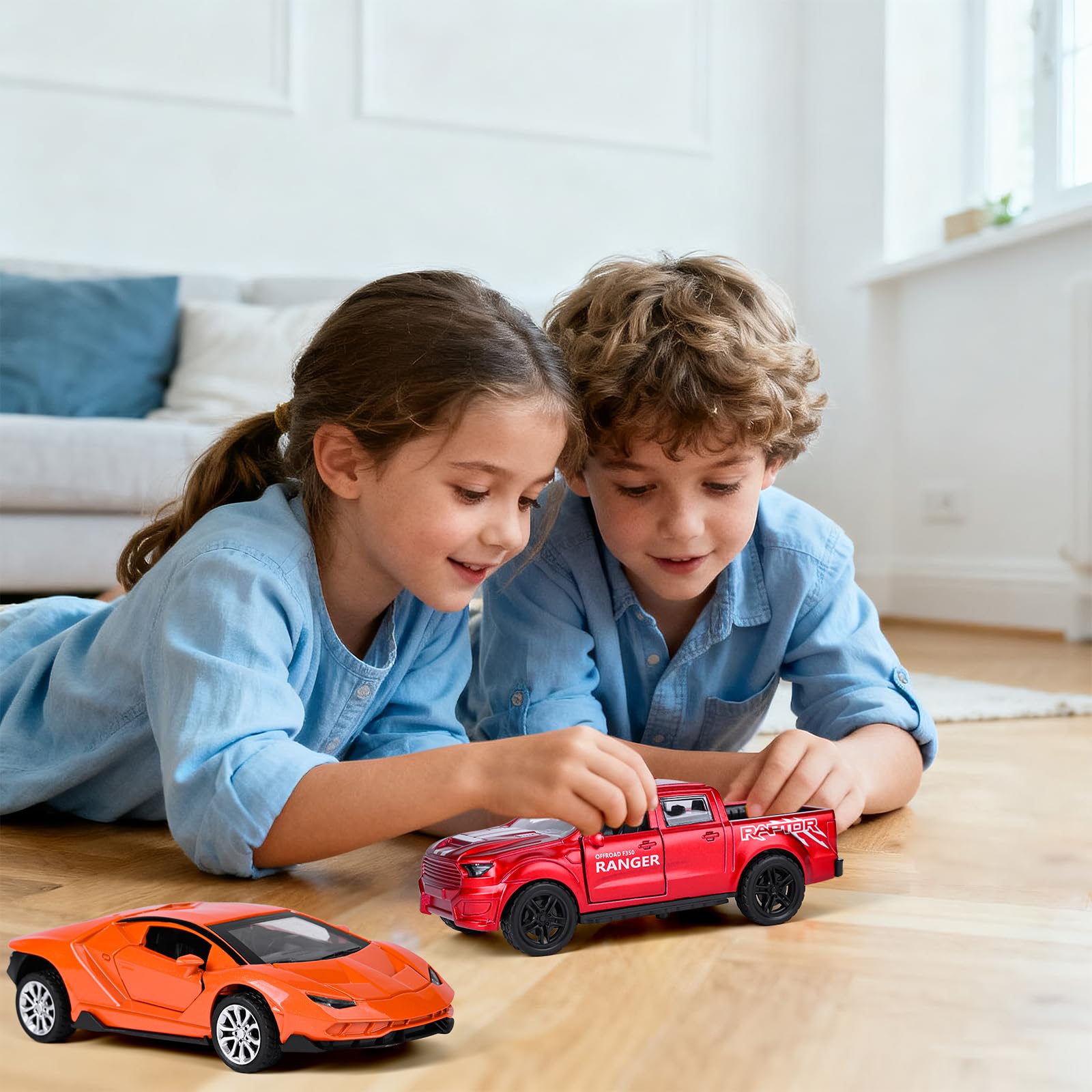 4 Pack 1/36 Metal Diecast Cars Toy with Opening Doors Kid Pull Back Cars Toys Set,Boy Toy Car for Age 3 4 5 6 7 8 9 10 11 12