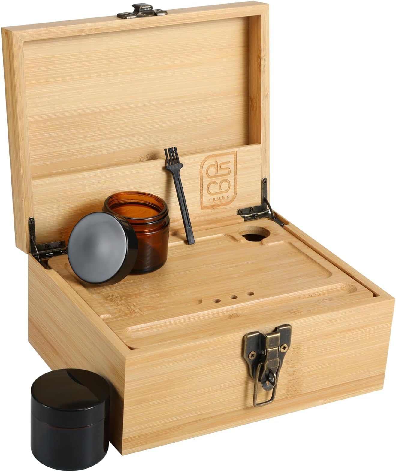 Rolling Large Tray Storage Box has Deep Sections and a Pocket Lid to Store Accessories - Storage Box Kit includes 1 Jar and 1 Brush