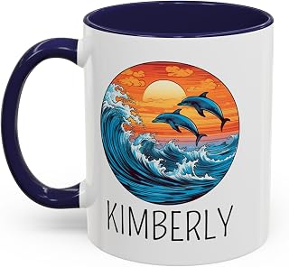 Custom Dolphin Sunset Mug, Personalized Coffee Cup with Name - MA64E