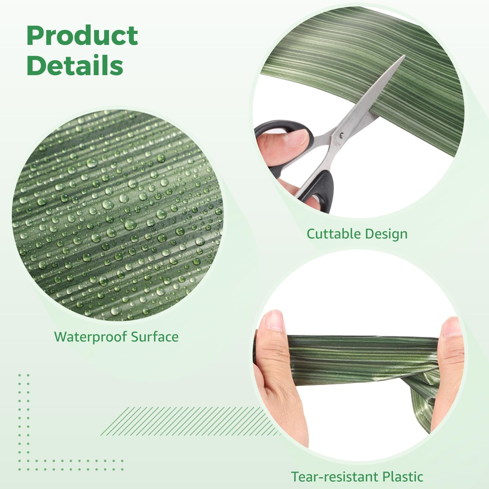2 rollos de cintas florales de hoja de Ti verde, cintas de plástico decorativas impermeables para arreglos florales, manualidades, proyectos de bricolaje, decoraciones de fiesta y boda