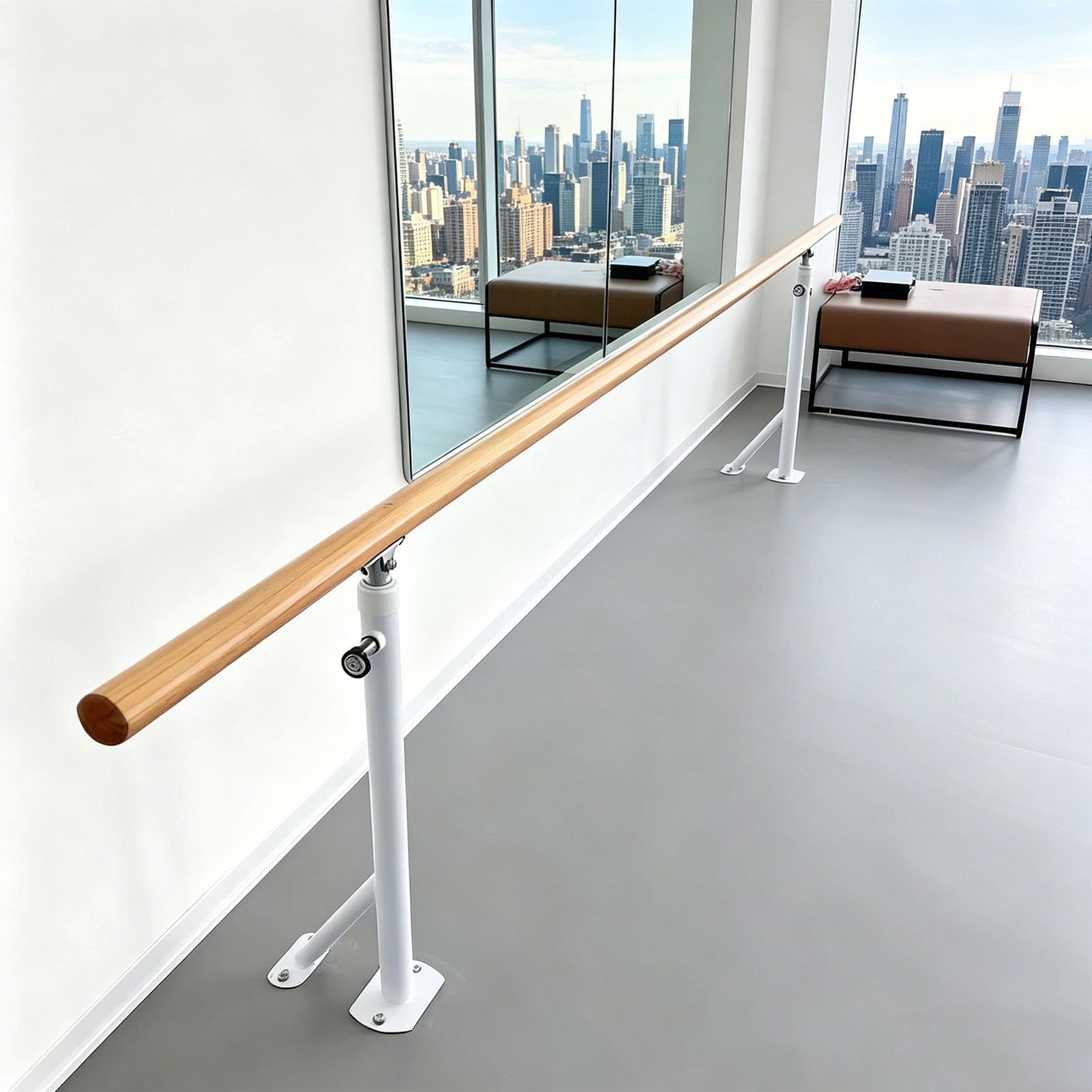 Barra de ballet Doble ajustable en altura Barra de Baile de Madera Maciza