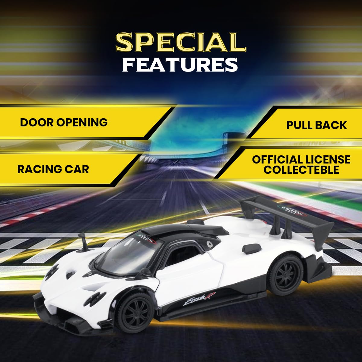 RMZ City Pagani Zonda 1/36 – Voiture En Alliage Die-cast – Pull-back – Portes Ouvrantes – Cadeau Enfant 3+ – Déco Adulte