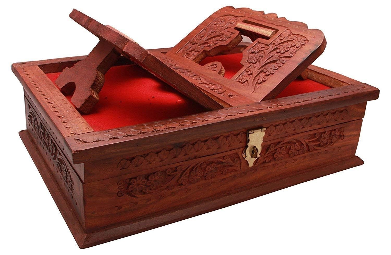 Rosewood Book Stand with Storage Box, Handcrafted Wooden Jewelry Box, Large-image-20