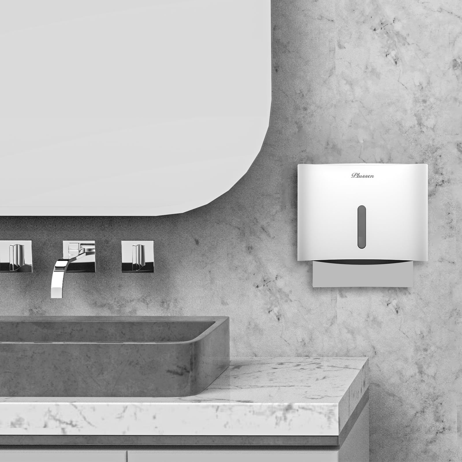 Dispenser Carta Asciugamani,dispenser salviette bagno da muro,Tovaglioli Piegati a Z ed Intercalati dispenser asciugamani carta,Può Contenere Fino A 200 Fogli (Bianco-pn6015)