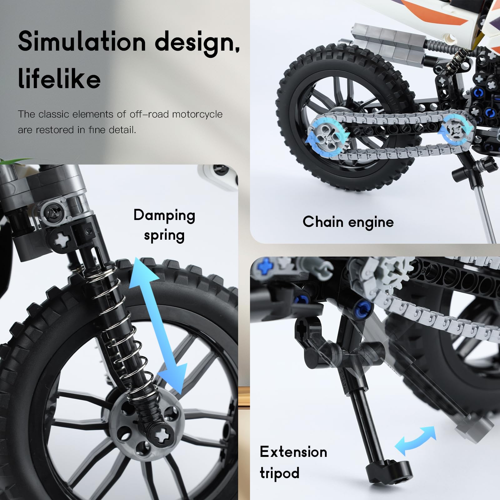 CASAFUNY Technic Motocicletta, Moto da Costruire Compatibile con Lego Technic, Modellino da Costruire, Moto Giocattolo, Giochi per Bambini e Bambine dai 6 Anni in su, Kit Modellismo per Adulti