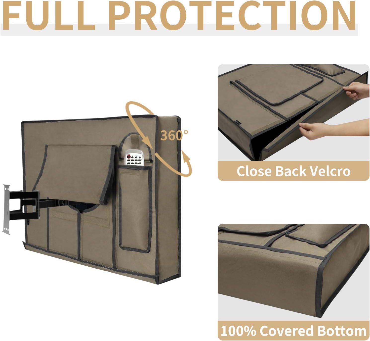 Rеvіеw Prоduсt Easy-Going 46 inches Outdoor TV Cover,Fully Covered TV Cover, Waterproof and Weatherproof TV Protector for Most TV Mounts, Free Cleaning Cloth Included,Camel