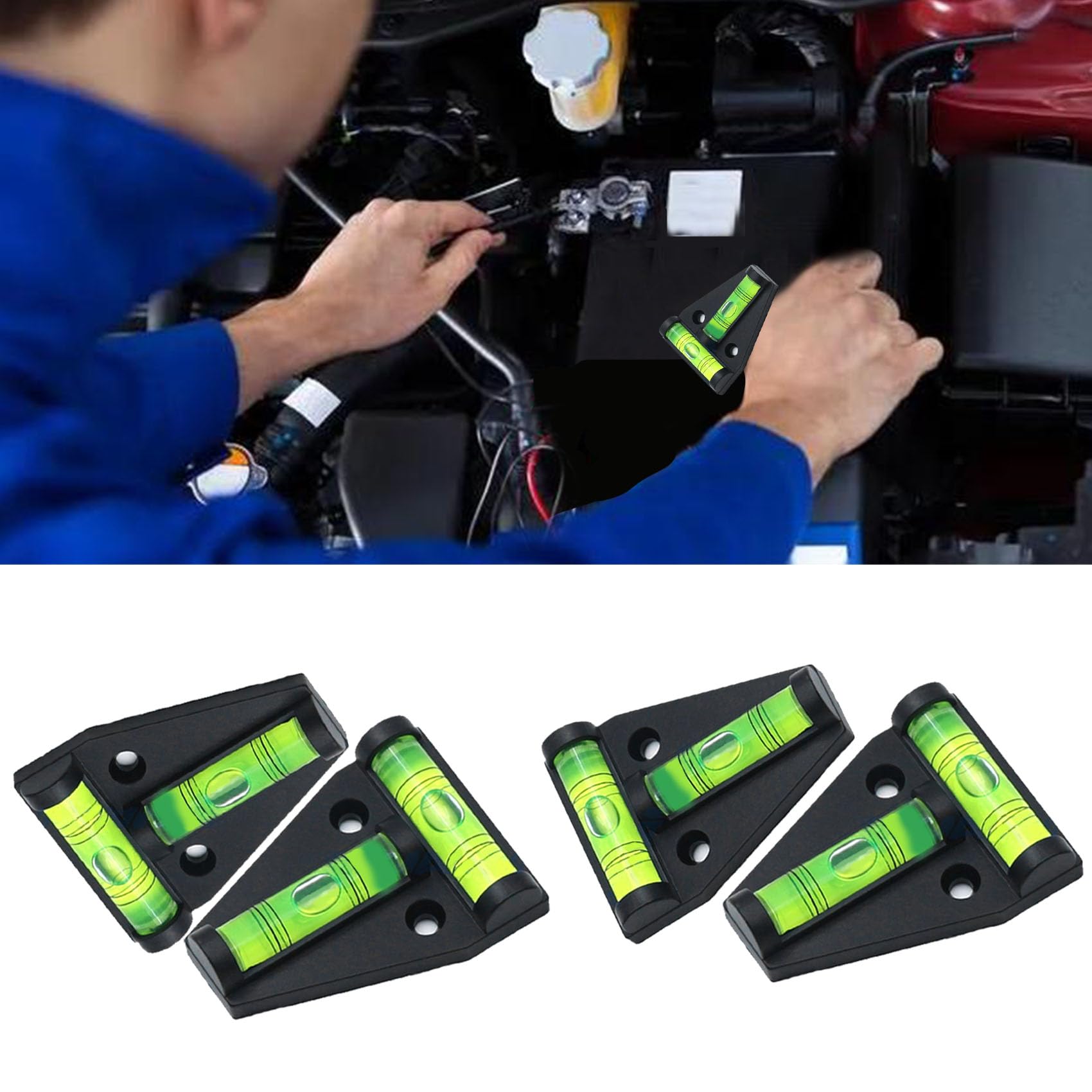 Kutyun 4PCS RV T Level Cross Check Levelers Bubble Level, 2-Way Leveler Accessories, RV Multipurpose T-type Level, Non-Magnetic RV Leveler, RV Parts Accessories for Travel Trailers, Camper (Black)