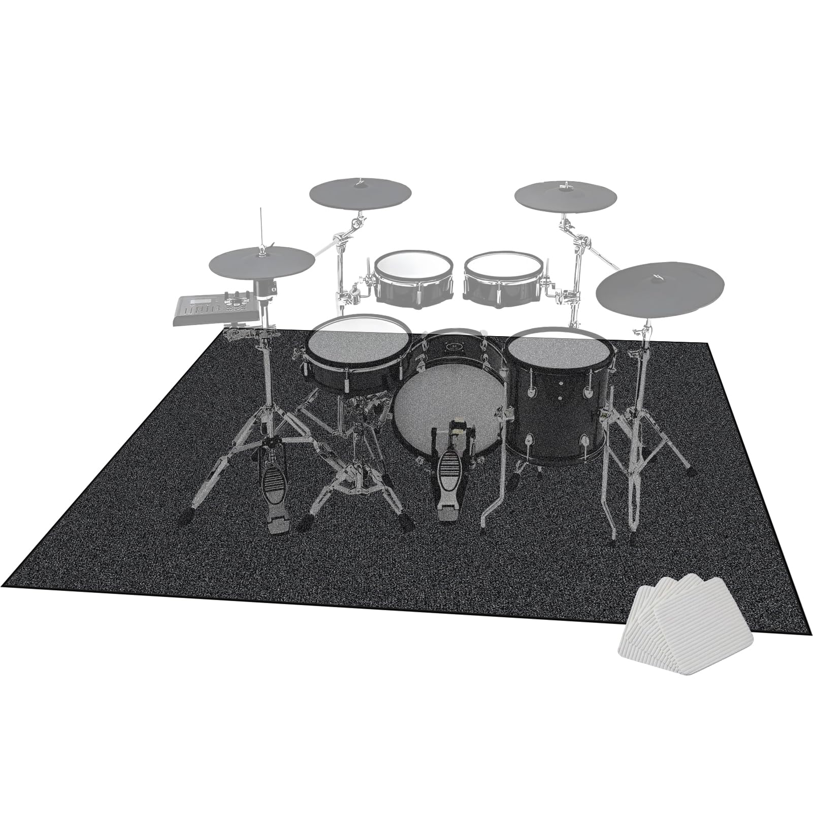120 x 70 cm Alfombra para Bateria Acustica, Alfombra Profesional de Jazz Acusticas Electronica para Kits de Batería Electrónica Bombo Caja Antideslizantes