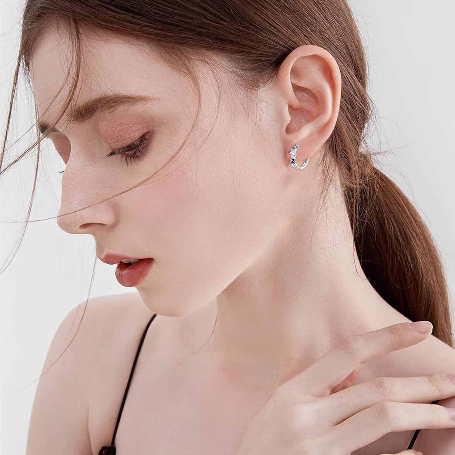 Dog Paw Stud Earrings for Women 925 Sterling Silver Moon/Heart Dog Paw Stud Earrings Cute Paw Print Jewelry Gifts for Women Girls - Image 4