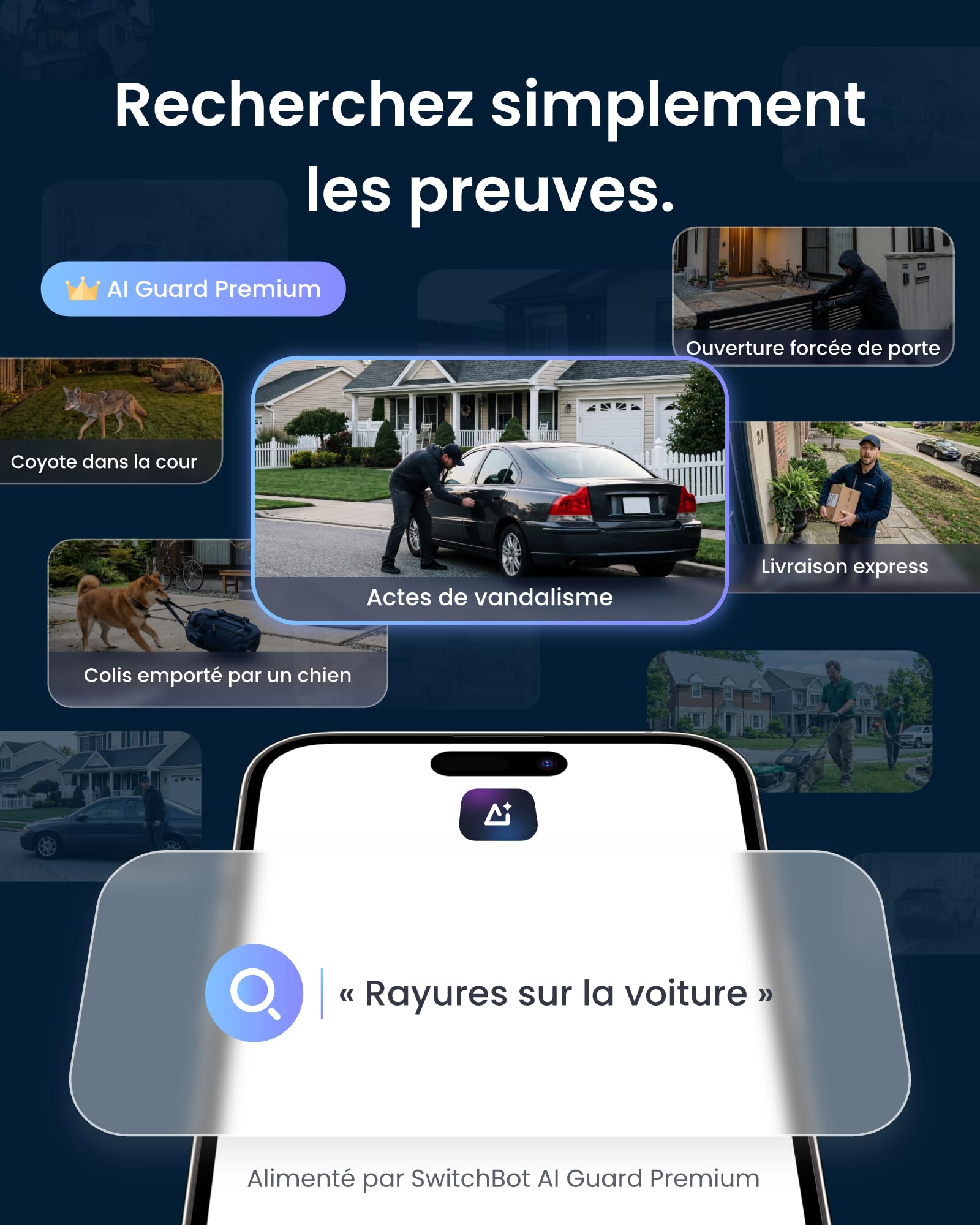 SwitchBot 3K Camera Surveillance WiFi Exterieure, avec Recherche Vidéo IA, Alertes De Scène, Rapports Quotidiens, PTZ Suivi Auto 360°, Wi-FI 2,4 Ghz, Alexa, Google Home, RTSP