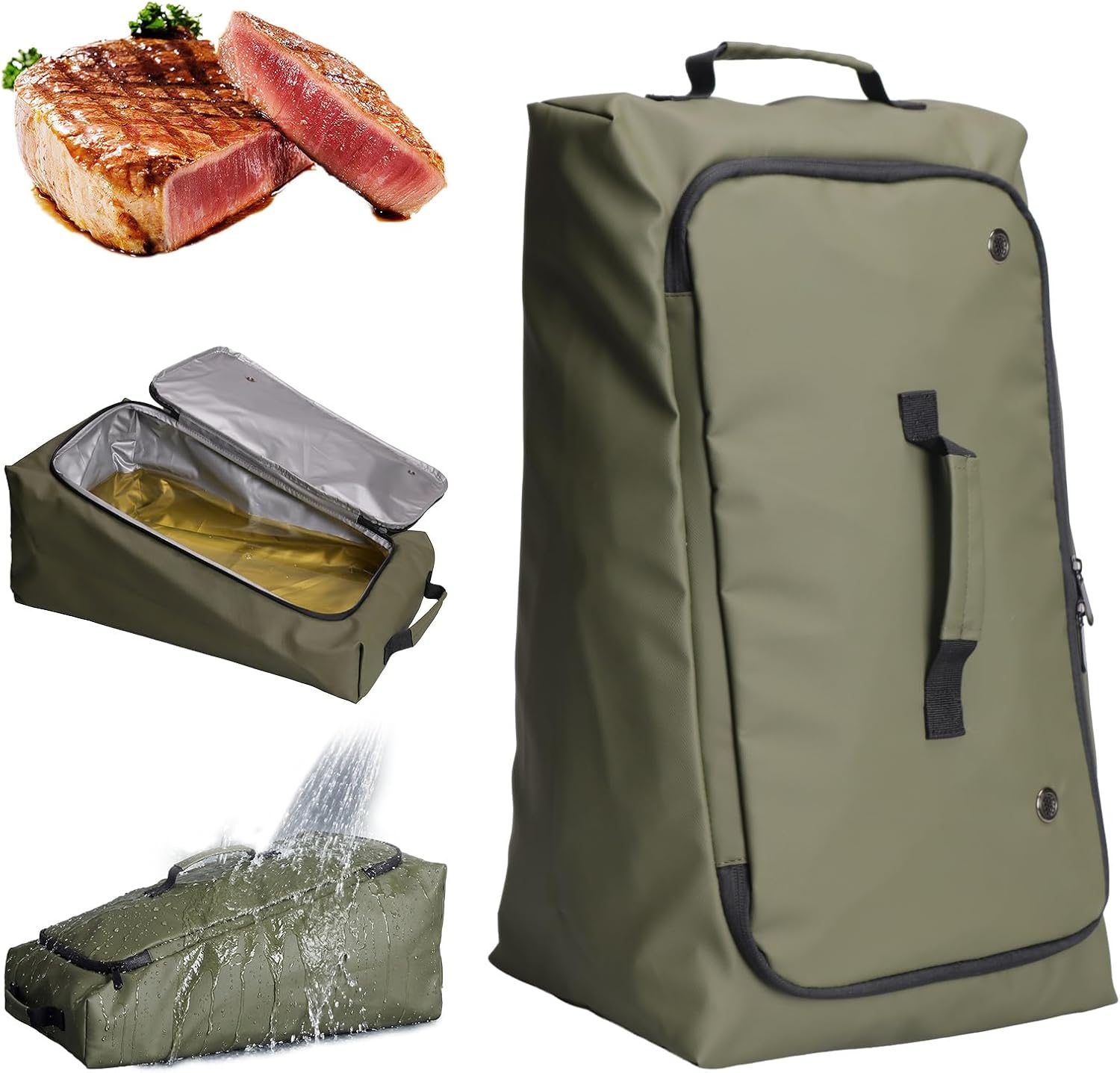 BBQ Blanket for Resting Meat, 270° Opening Leak-Proof Insulated Meat Resting Bag with Butcher Paper, BBQ Brisket Blanket for Pork Shoulder/Steak/Turkey, Smoker Grilling Accessories Gifts for Men/Dad