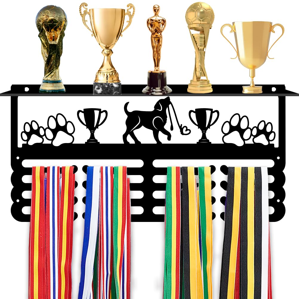 PH PandaHall Porta Medaglie per Cani Porta Trofei Organizer per Esposizione, Espositore Da Parete per Medaglie In Metallo per Competizioni Canine Regalo per Animali Domestici, 40x20cm
