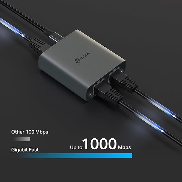 TP-Link EH210 Ethernet Splitter,1 to 2 Gigabit Network Switch,1000Mbps High-Speed Ethernet Switch,Plug and Play,LAN RJ45 Internet Splitter with Ethernet/USB Cable for Router,Laptop/PC,TV,Xbox - 2