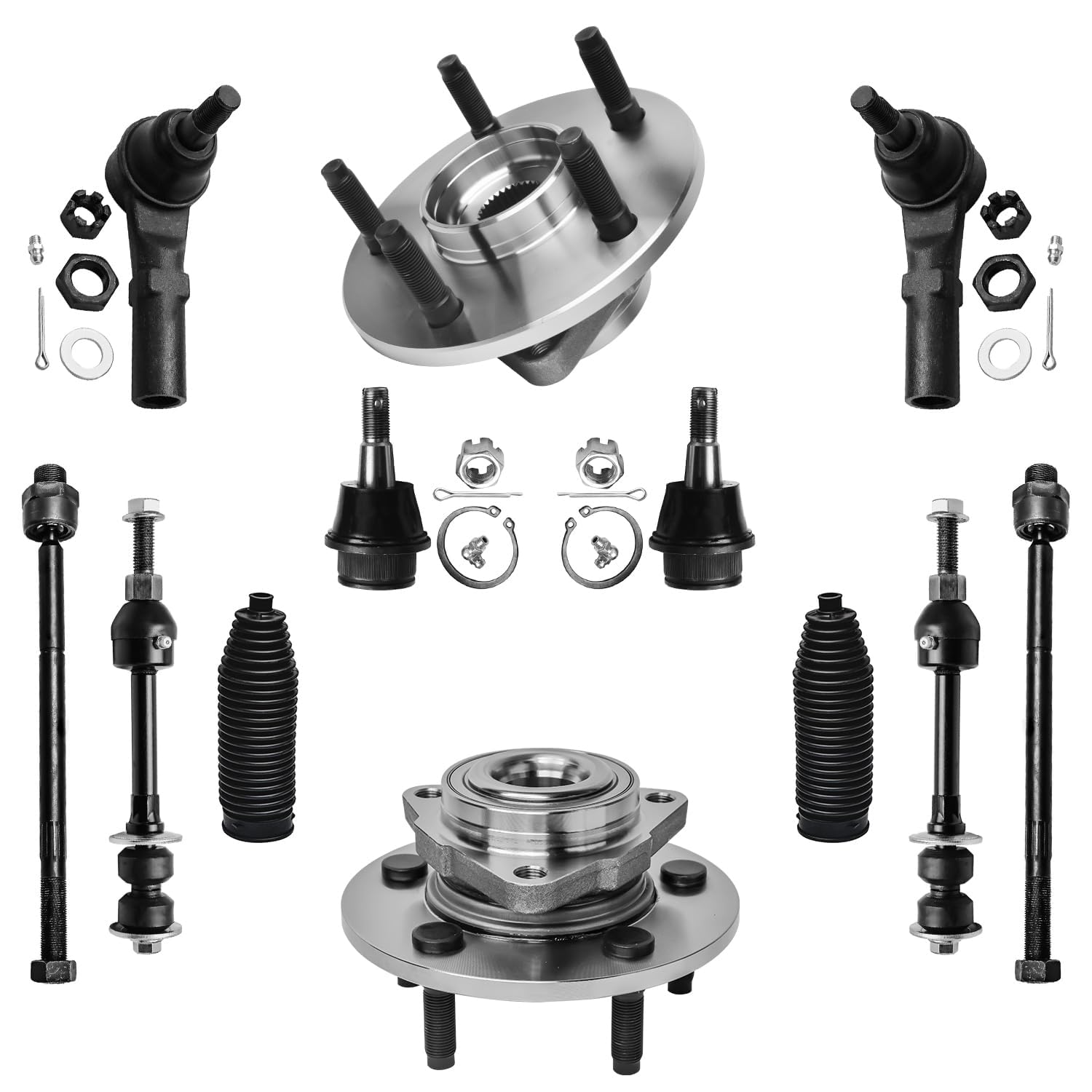 Detroit Axle - 2WD Front 12pc Wheel Bearing Hubs Kit for 2002-2005 Ram 1500