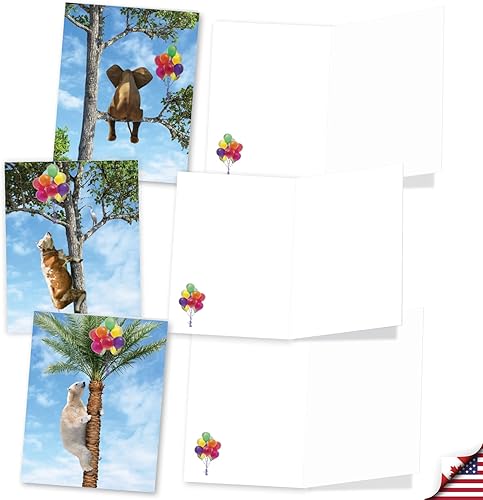 Miniatura 4 de The Best Card Company Juego de 20 tarjetas de notas divertidas en blanco surtidas en caja, 4 x 5.12 pulgadas con sobres, 10 diseños, tarjetas de