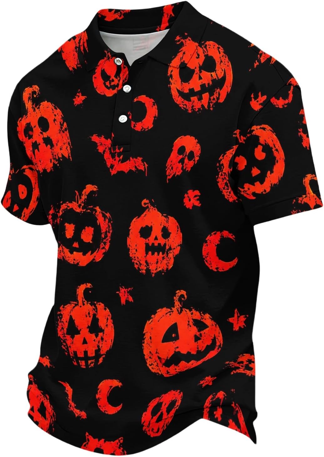 Halloween Polo Shirts for Men Pumpkin Ghost Printed Holiday Golf Shirt