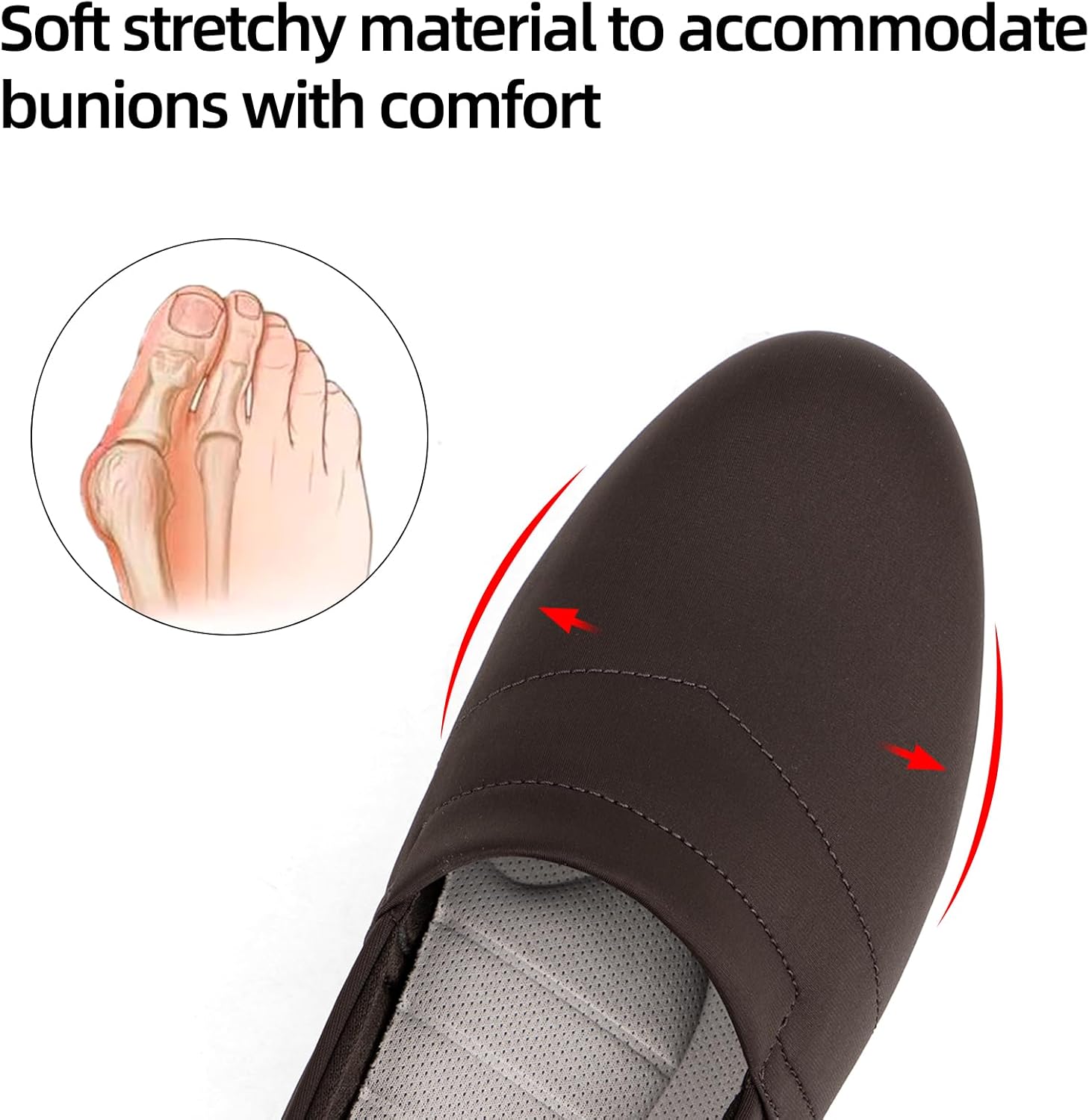 Women's Orthopedic Pumps Loafers Low Block Heel Slip On Round Toe Comfortable Dress Shoes for Bunions Office