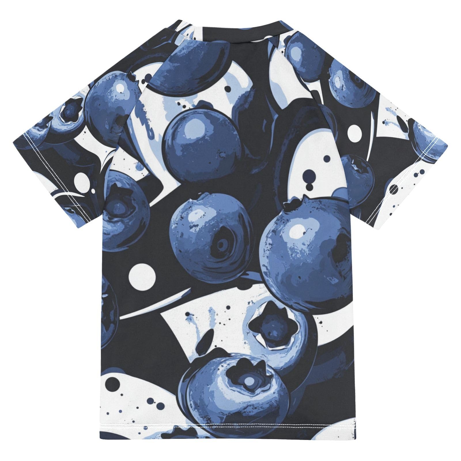 Jucciaco Boys Swing Shirts Blueberry Berry Graffiti Rashguard Short Sleeve Kids T-Shirts Sun UPF 50+