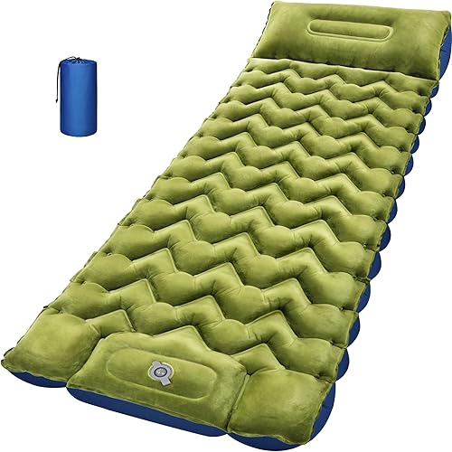 Vista 13 de Almohadilla de dormir para camping Oramoose, colchón inflable ultraligero de 4 pulgadas de grosor con almohada, almohadilla de dormir con bomba